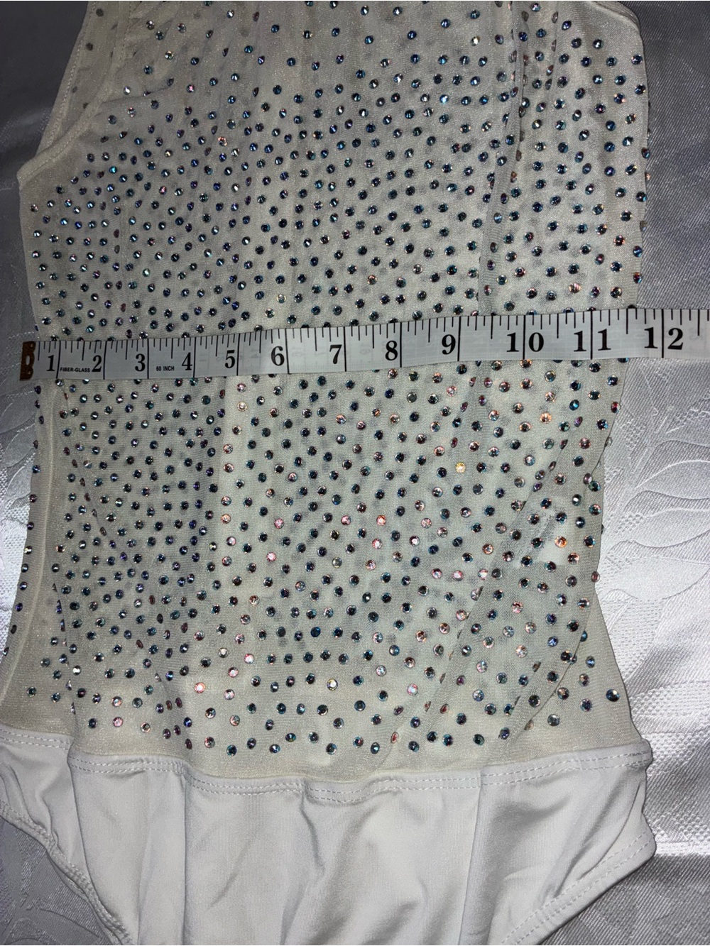 Ivory Rhinestone Leotard size L - Picture 3 of 5